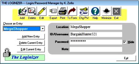 The Loginizer's Main Window